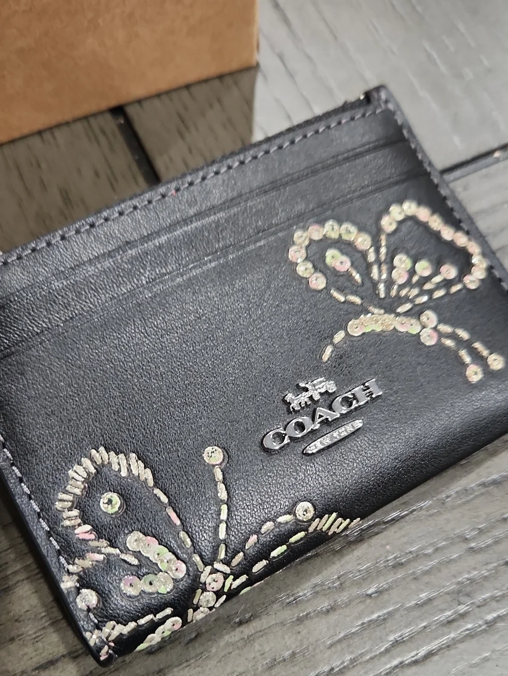 New Coach Black Butterfly Card Holder